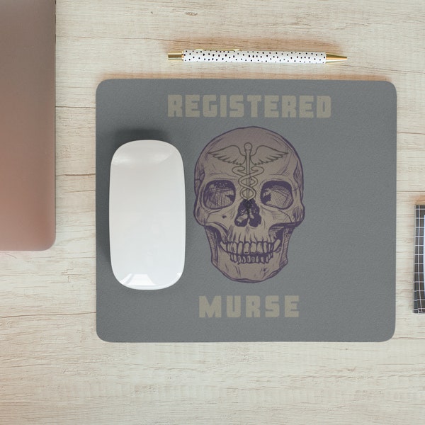 Registered Murse Mousepad for a Male Nurse, Gift to Man Nurse, Skull Graphic Mousepad, Office Accessory for Man Nurses, Gifts for Men Nurses