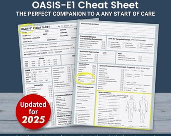 OASIS-E Start of Care (SOC) Cheat Sheet - Etsy