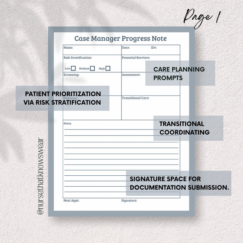Case Manager Progress Note, Nurse Case Management Intake Note, Social ...