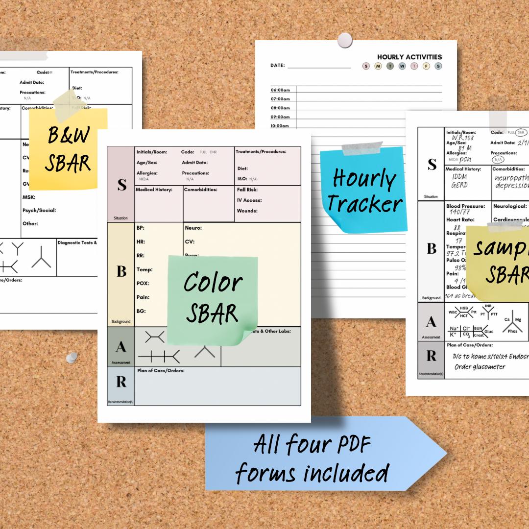 Task Tracker For Nurses Example SBAR Report Sheet Nursing Student, Hourly Task Tracker, Detailed Nurse ...