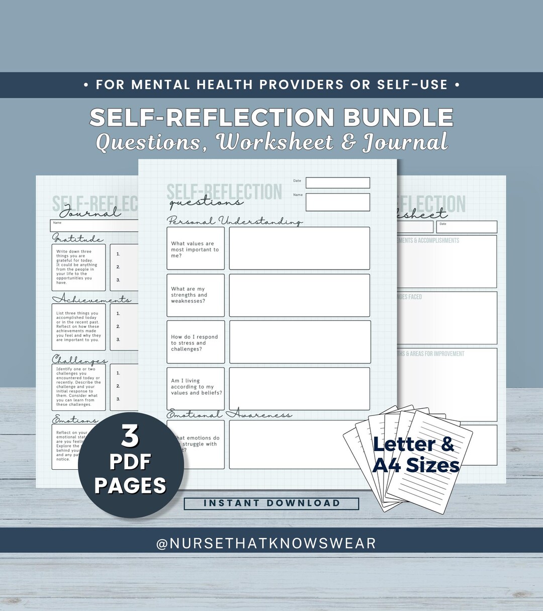 Self Reflection Worksheet Bundle, Therapy Activity Introspection PDF ...