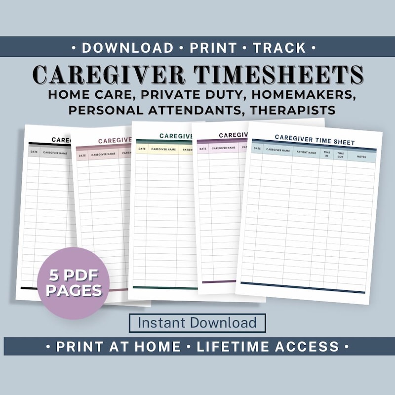 Home Care Timesheet - Etsy