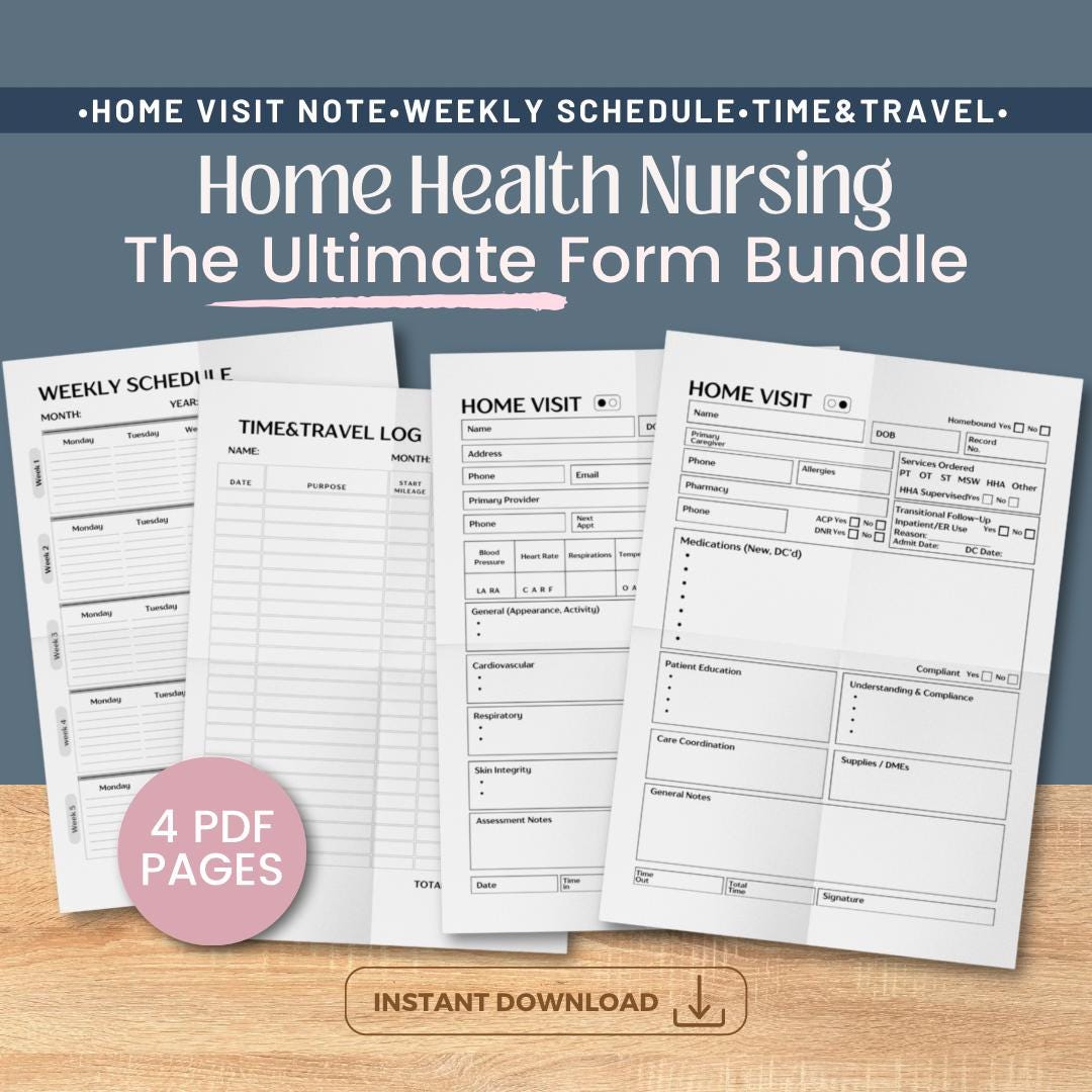 Home Health Nurse Skilled Visit PDF Template, Report Sheet for Nursing