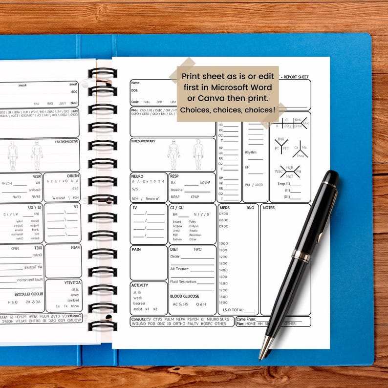 Medsurg Nurse Report Sheet Day Shift, Printable Nurse Handoff Tool ...