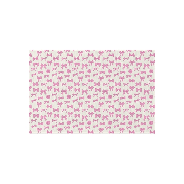 Trendy Pink Coquette Hairbows Outdoor Rug|Preppy Art|Chinoiserie Art|Birthday Party Gift|Mothers Day Gift|Coquette Style