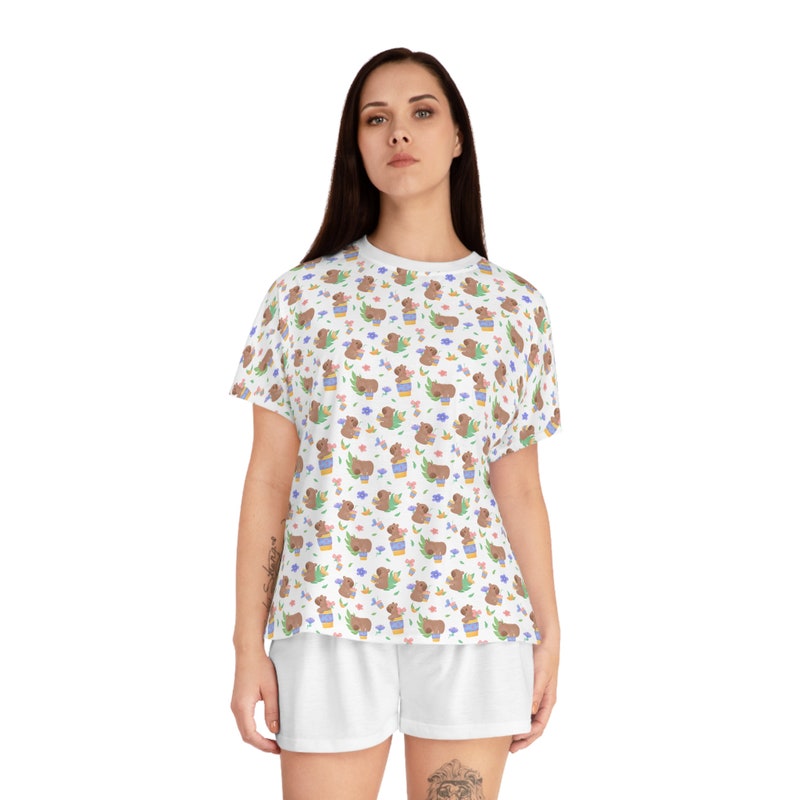 Entzückendes Capybara Print Damen Pyjama Set Kurzärmeligem - Germany