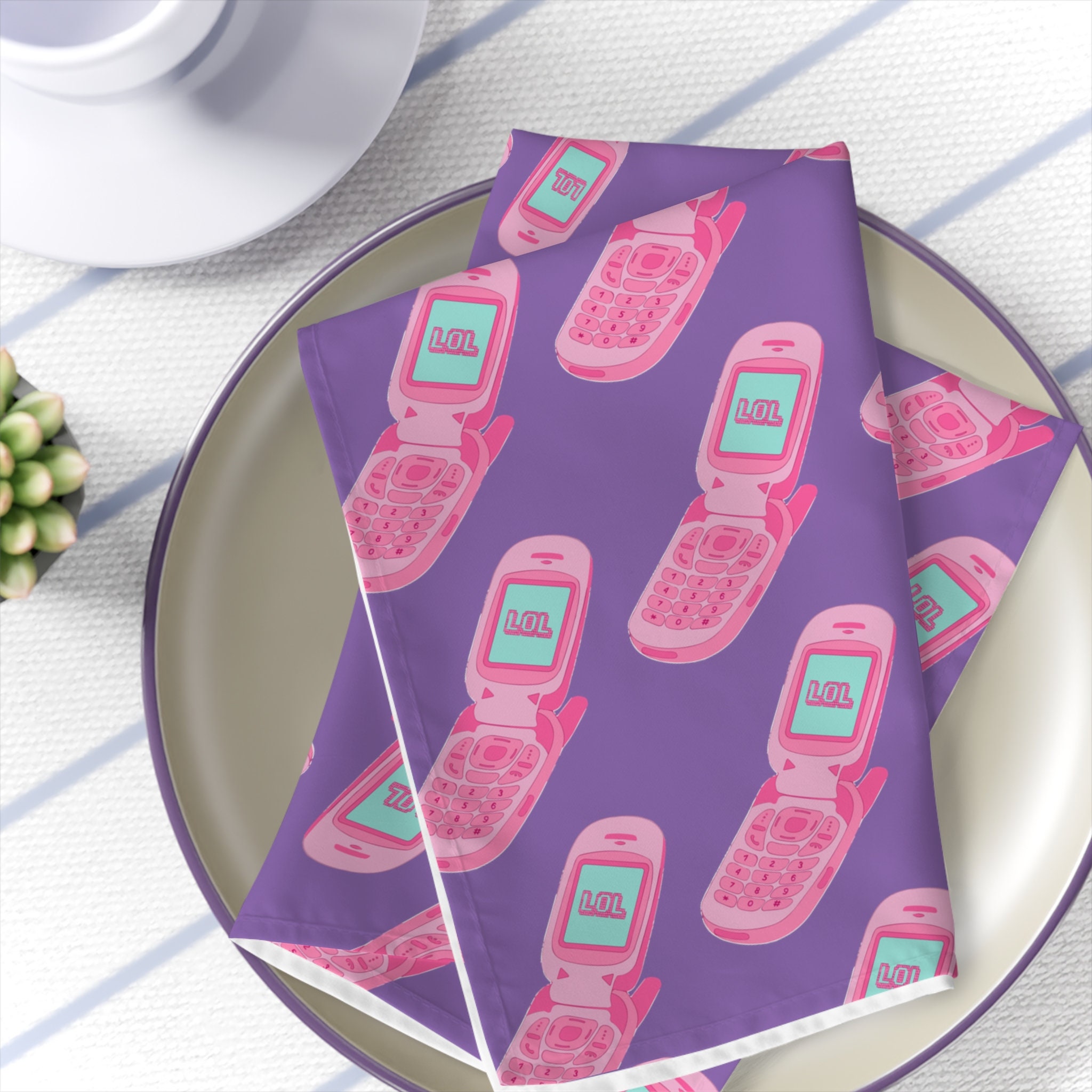 Y2k Flip Phone NapkinsY2K PartyPolyester Napkins for DiningSt Dinner NapkinsHome Use NapkinTable Napkins for RestaurantDinner