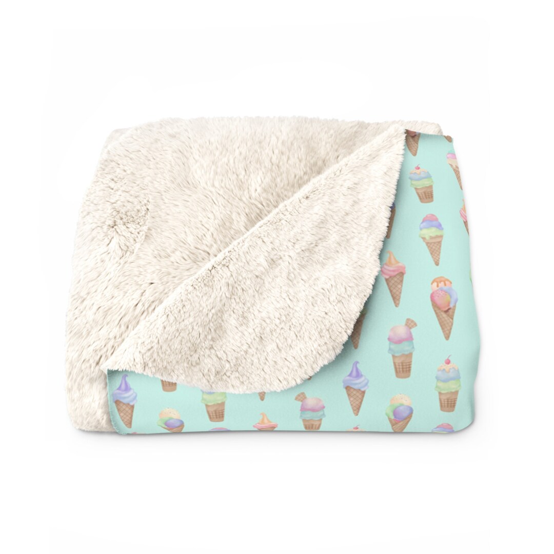 Ice Cream Teal Sherpa Fleece Blanketcute Hostess Giftbachelorette
