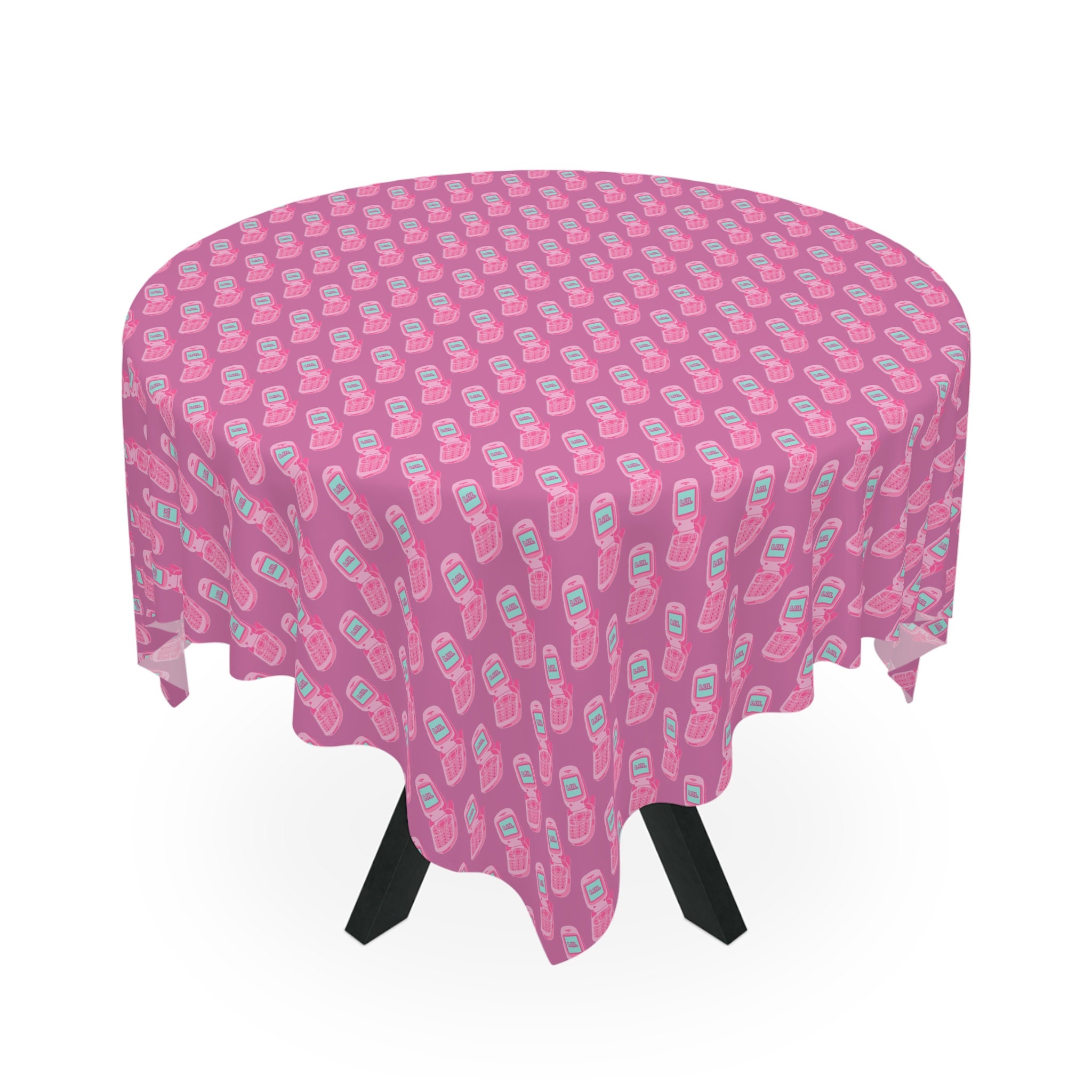 Lol Millennial Y2K Flip Phone Pink TableclothPolyester Table CoverFarmhouse TableclothSquare Table CoverDining Room