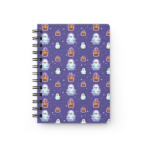 Halloween Ghosts & Pumpkins Spiral Bound Journal|Autumn Pumpkin Journal|Halloween Notebook|Spiral Notebook|Travel Journal Notebook