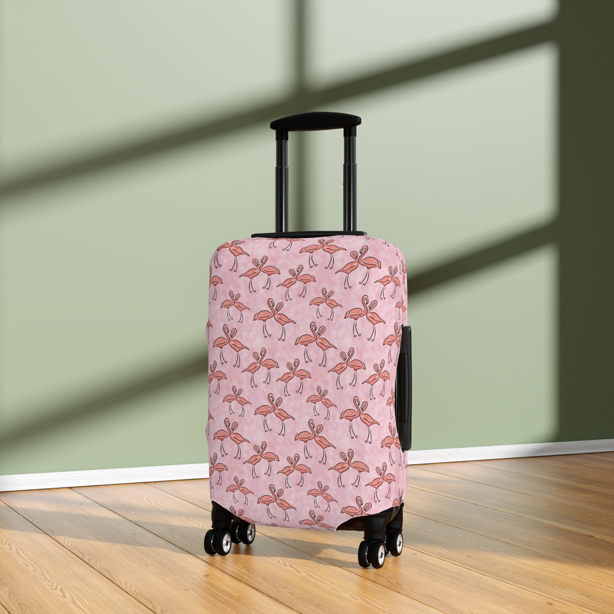 Pink Flamingos Luggage Coverrolling Suitcaseflamingo Heart Etsy