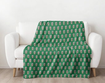 Coffee Frappuccino Green Velveteen Plush Blanket|Birthday Party Gift|Mothers Day Gift|Home Decor