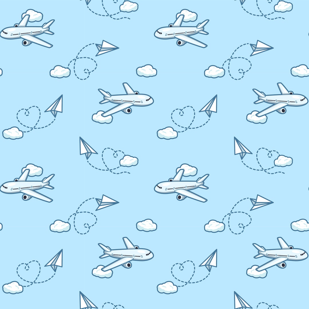 Airplane and Paper Airplane Patternrepeatable Seamless Patterninstant Airplane and Paper Airplane Patternrepeatable Seamless Patterninstant