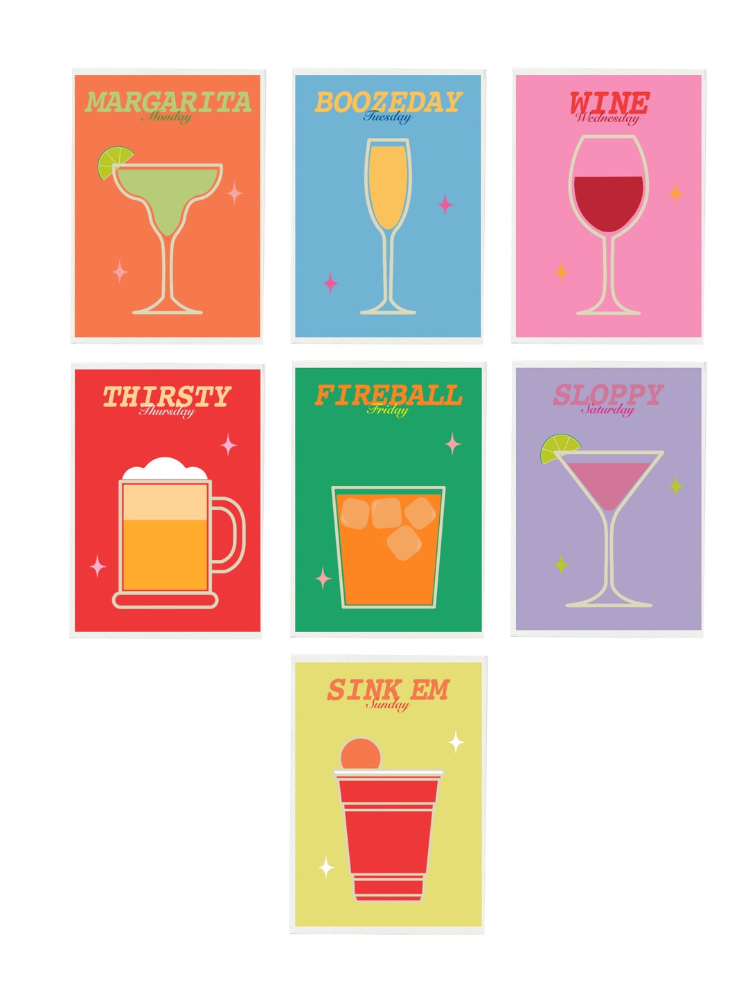 drinking-days-of-the-week7-piece-gallery-setdigital-downloadexhibition