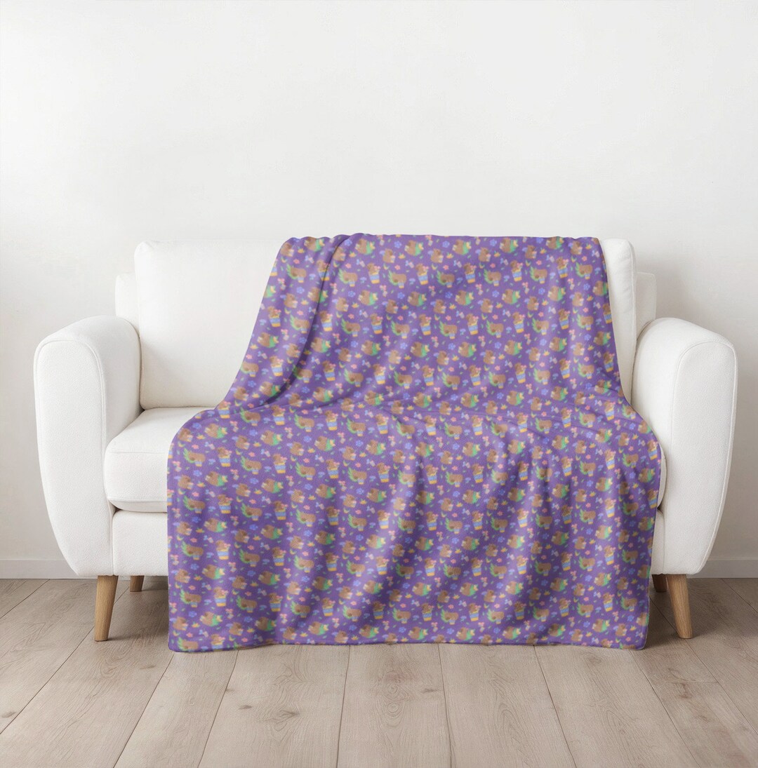 Purple Capybara Velveteen Plush Blanketcute Capybara Giftanimal Lover