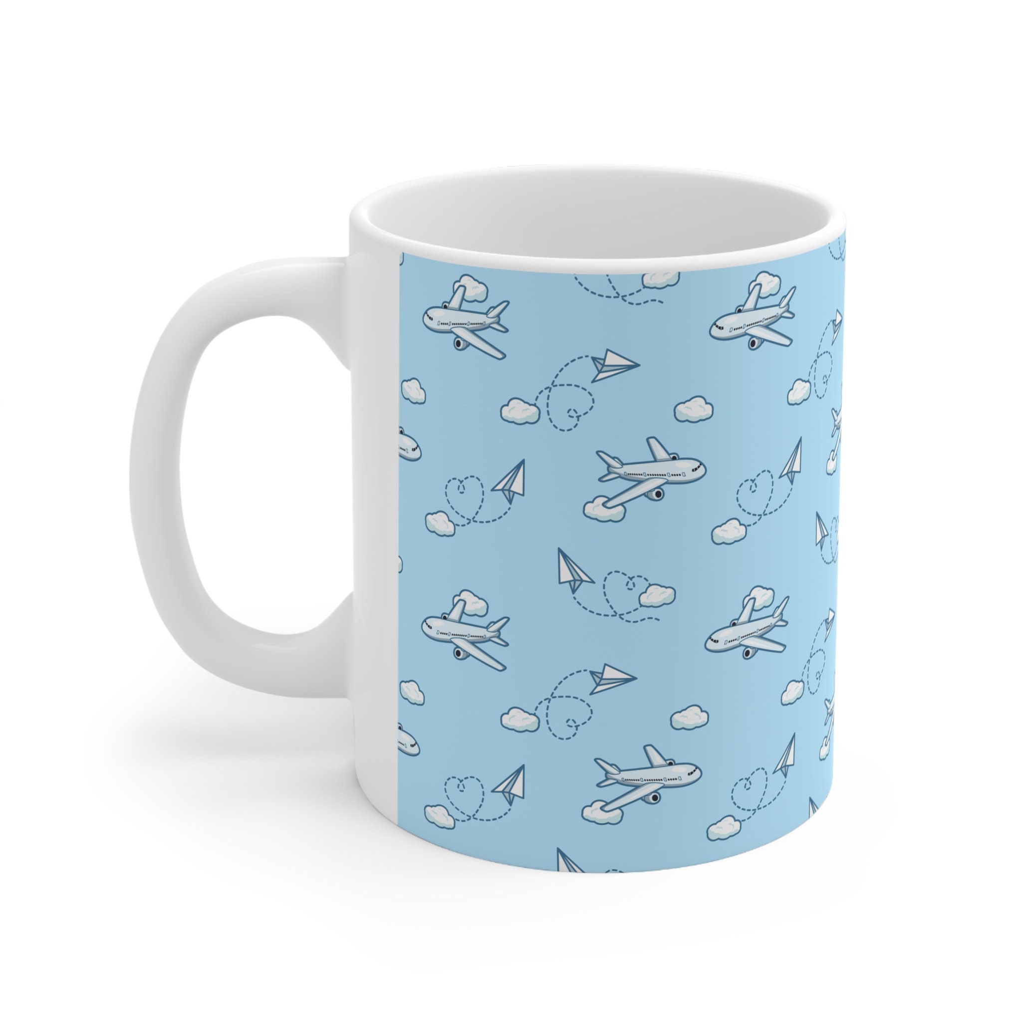 Airplane & Paper Planes Pattern Coffee Mug 11ozpilot Ceramic