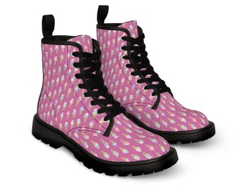 Trendy Ice Cream Pink Women's Canvas Boots|Summer Vibes|Birthday Party Gift|Mothers Day Gift|Home Decor|Valentine’s Day