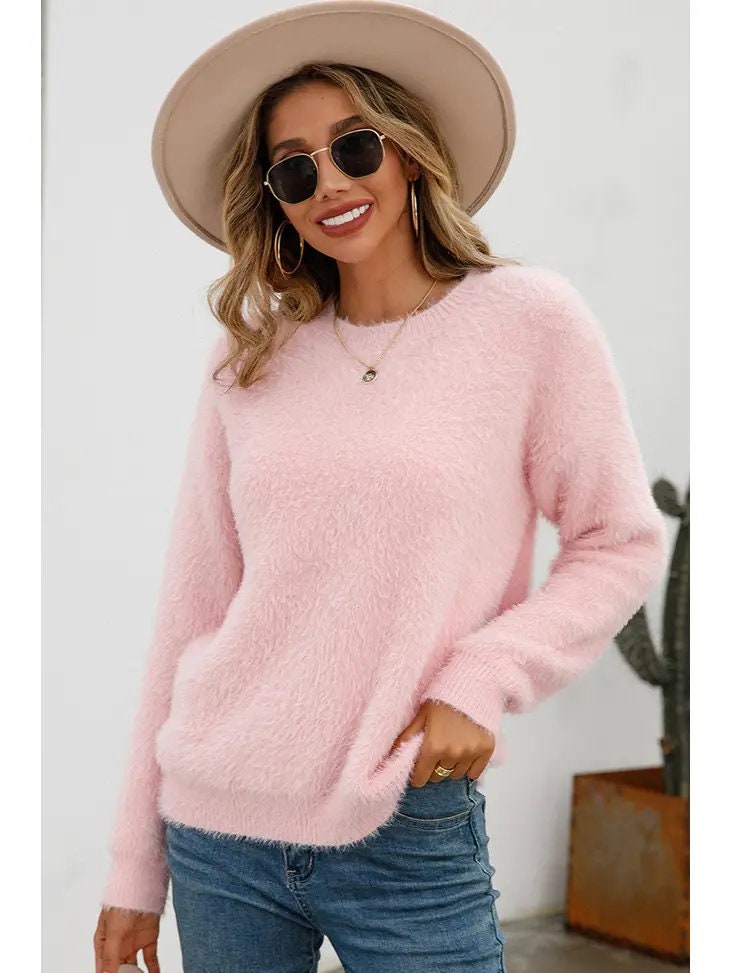 Pink fuzzy sweatshirt new arrivals