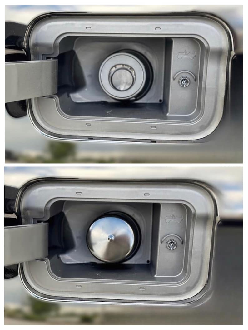 Capless Gas Cap Dust Cover, 2.5in ID, Compatible With Jeep, Dodge, Ram