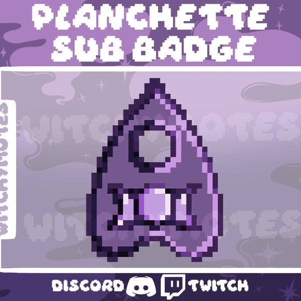 8-Bit Pixel Magical Moon Planchette Sub / Bit / Channel Point Badge For Streamers Twitch Girly Egirl Witchy Aesthetic Gamer Logo Emote