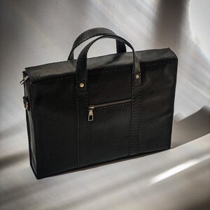 Porte-documents en cuir noir, porte-documents en cuir pour homme, sac pour ordinateur portable, cadeau pour lui, sac à bandoulière, cartable