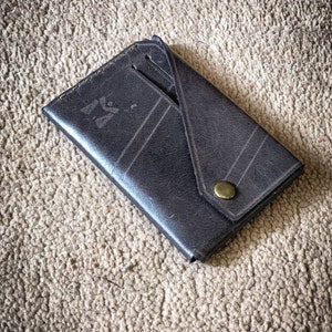 Porte cartes en cuir, leren portemonnee, handgemaakt