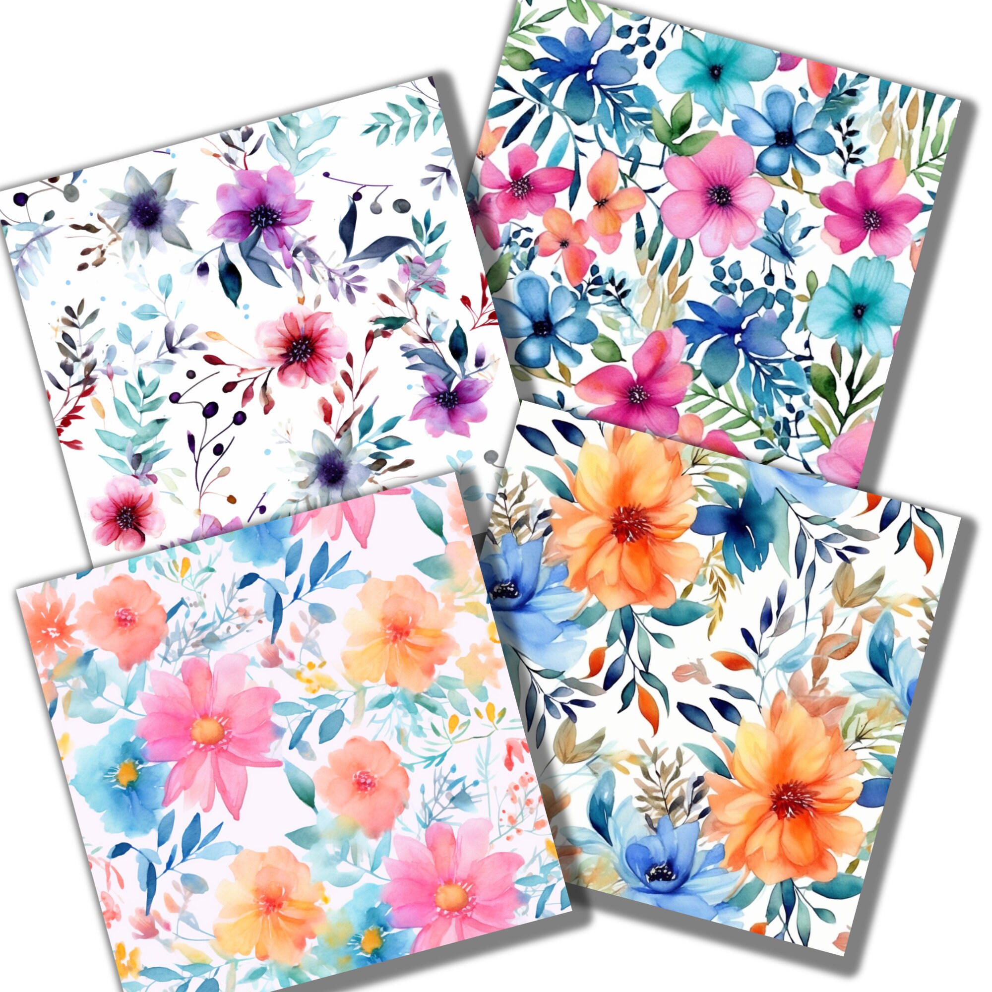 Watercolor Floral Digital Paper, Seamless Flower Pattern, Flower Prints ...