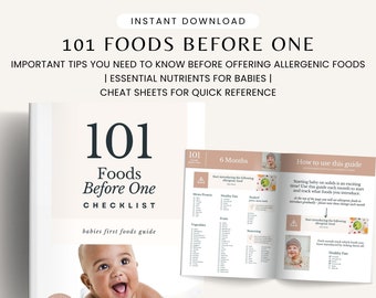 101 Foods Before One Chart First Food Tracker Checklist Starting Solids Guide Introducing Allergens Baby Led Weaning Meals Baby Food Tracker