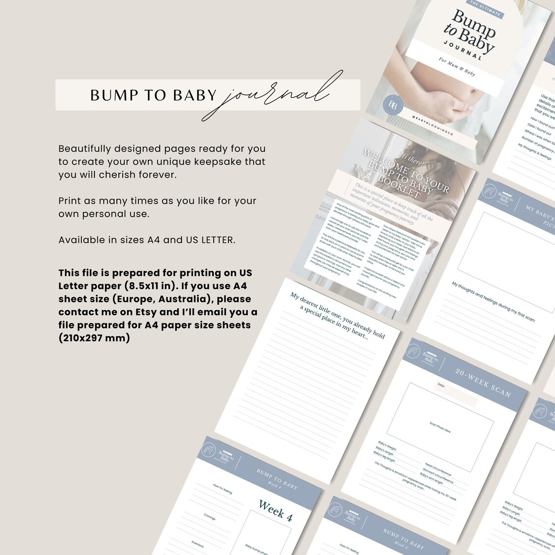 Pregnancy Planner for New Mums Bump to Baby Printable Journal Pregnancy ...