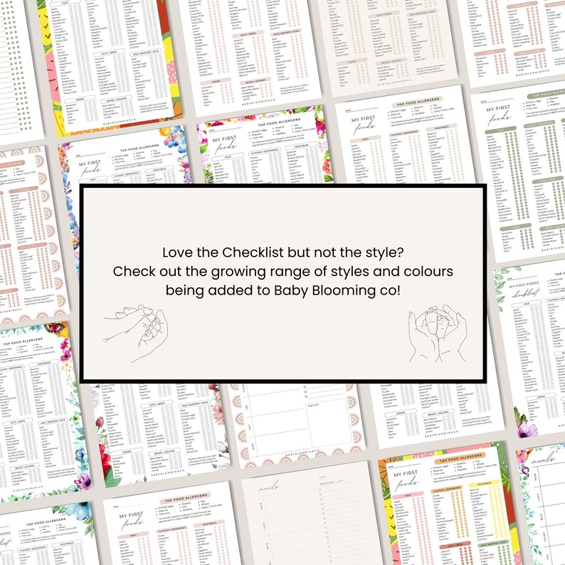 Baby First Foods Printable First Foods Checklist Baby Food Tracker Meal