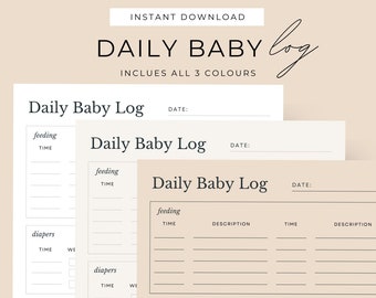 Baby Printable Feeding Tracker Newborn Daily Planner Minimal Baby