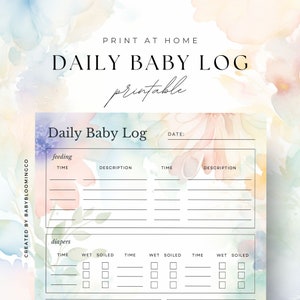 Dagelijks babylogboekschema Afdrukbare pasgeboren tracker Minimale babyplanner Voeding Luier Slaapgrafiek Medicatie Nappy Tracker PDF-download