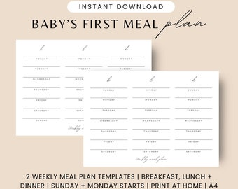 Planificador de comidas, lista de verificación imprimible, cuadro de alimentación complementaria dirigida por la familia y el bebé, seguimiento de comidas para bebés, primer planificador de alimentos, rastreador de alimentos para bebés BLW, planificador de menús