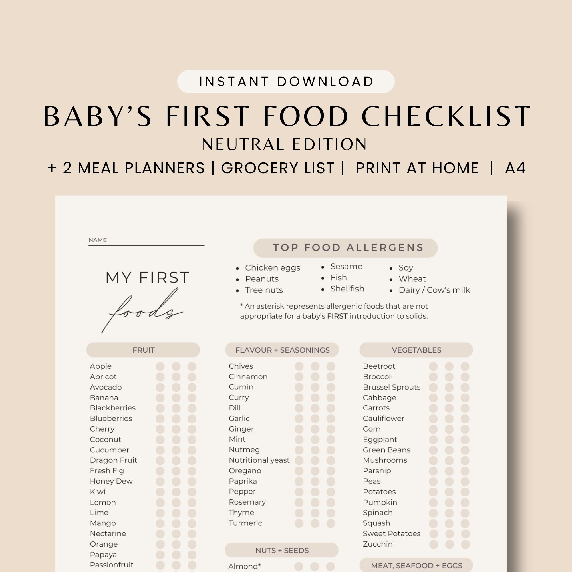 101 Foods Checklist Fridge Magnet for Baby Led Weaning From 101 Before One  