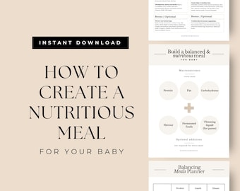 Comidas balanceadas para bebés: Guía rápida para padres / Comidas saludables para bebés / Lista de verificación para el destete dirigido por el bebé: Introducción a los sólidos (PDF)