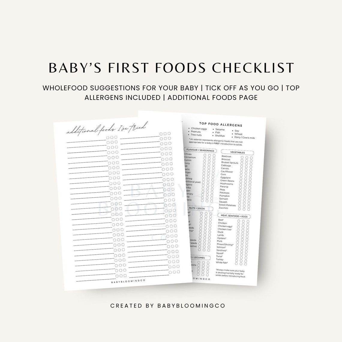 Baby Meal Plan Baby Food Tracker First Food Checklist Baby Led Weaning