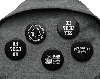 Techie Problems Tech Theatre Buttons Set of 5 | Technical Theatre Buttons, Drama Buttons Set, Theatre Buttons