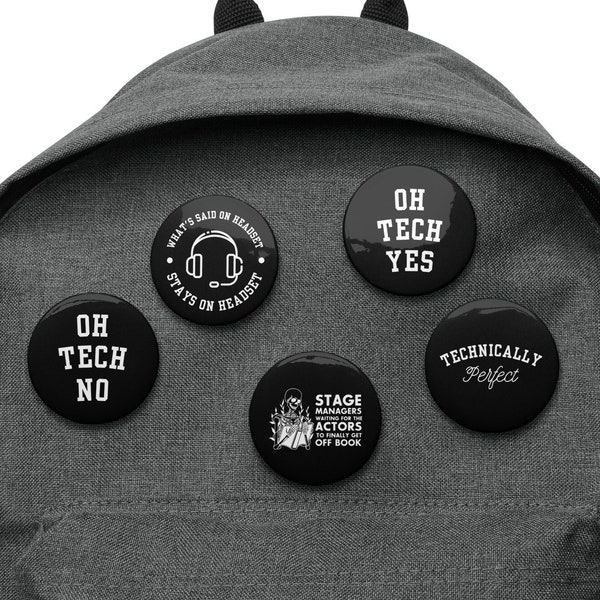 Techie Problems Tech Theatre Buttons Set of 5 | Technical Theatre Buttons, Drama Buttons Set, Theatre Buttons