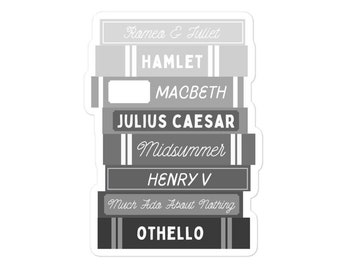 Black and White Shakespeare Book Stack Sticker | Theater Lover Literature Sticker