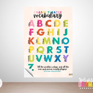 ABCs of Theatre Classroom Poster *DIGITAL DOWNLOAD* | Theatre Lover Printable, Drama Teacher Class Decor
