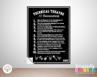 10 Commandments of Technical Theatre Digital Download, Tech Theater Poster, Drama Classroom Decor