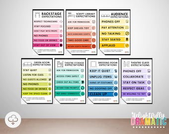 Theater Behavior Expectations Poster *DIGITAL DOWNLOADS*, Drama Classroom Decor, Theatre Poster Printables, Backstage Expectations