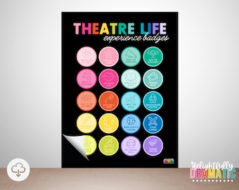 Theatre Life Merit Badge Poster *DIGITAL DOWNLOAD*, Theatre Classroom Decor, Drama Poster Printable