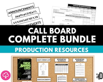 Paquete completo / Colección instantánea de plantillas para pizarras de convocatorias teatrales con horarios de ensayos, tarjetas de título y plantillas de espectáculos *DESCARGA DIGITAL*