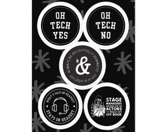 Tech Theatre Circle Sticker Set | Techie Stickers, Theater Lover Sticker Set