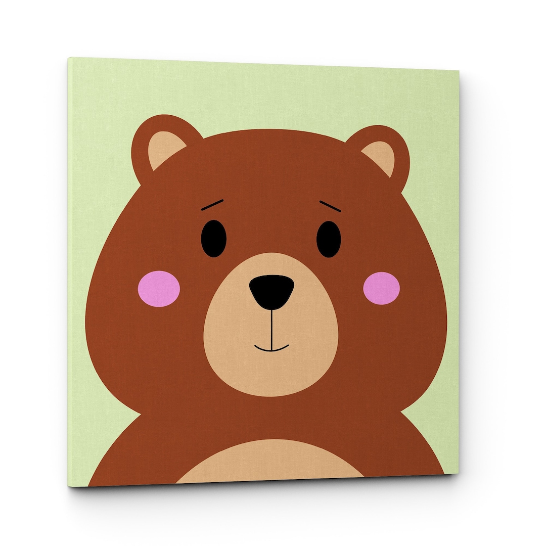 Teddy Bear Wall Art Cute Bear Canvas Wall Art Bear Nursery Etsy