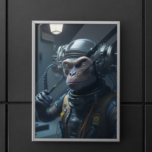 Space Monkey Poster / Astronaut / Wallart / Present / Poster / Unique Wall Art / Space / Space Art / Monkey Poster / Animal / Animal Poster