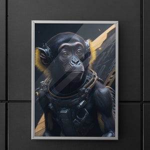 Space Monkey Poster / Astronaute / Wallart / Present / Poster / Unique Wall Art / Space / Space Art / Monkey Poster / Animal / Animal Poster