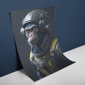 Space Monkey Poster / Astronaut / Wallart / Present / Poster / Unique Wall Art / Space / Space Art / Monkey Poster / Animal / Animal Poster