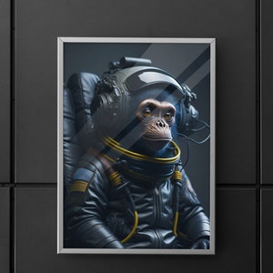 Space Monkey Poster / Astronaut / Wallart / Present / Poster / Unique Wall Art / Space / Space Art / Monkey Poster / Animal / Animal Poster